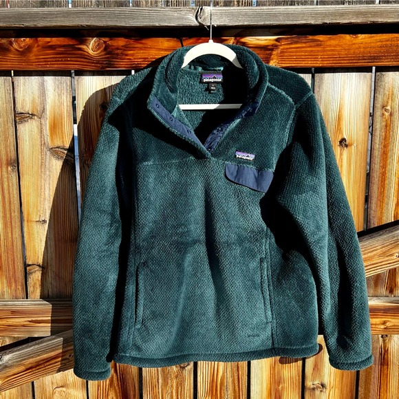Patagonia Sweaters - patagonia re-tool snap-t fleece pullover green blue l